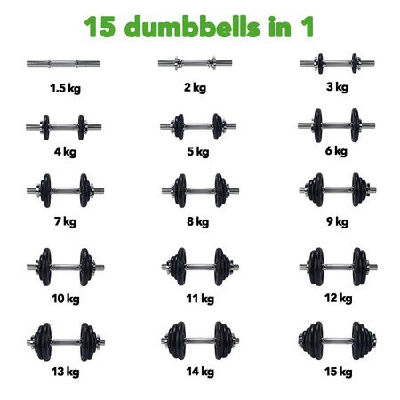 Sada činky Tunturi 15 kg s 1 tyčovým šroubem